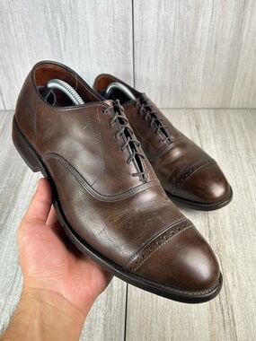 Allen Edmonds Fifth Avenue Brown Leather CapToe Oxford Dress Shoes Mens Size 9.5